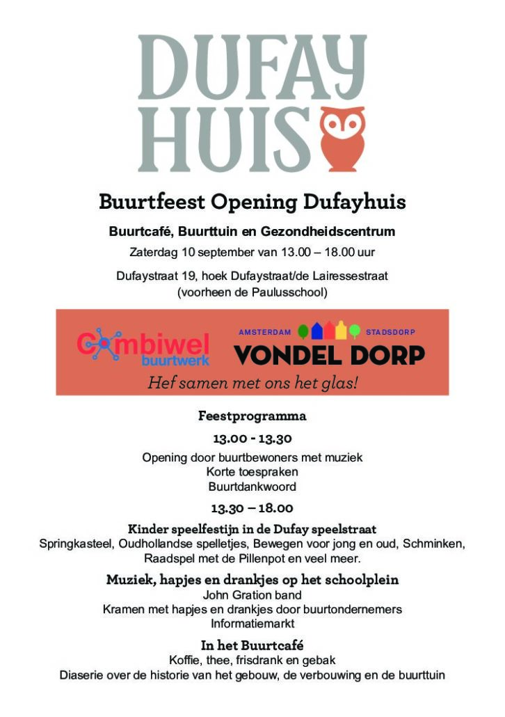 Flyer A5 opening Dufayhuis