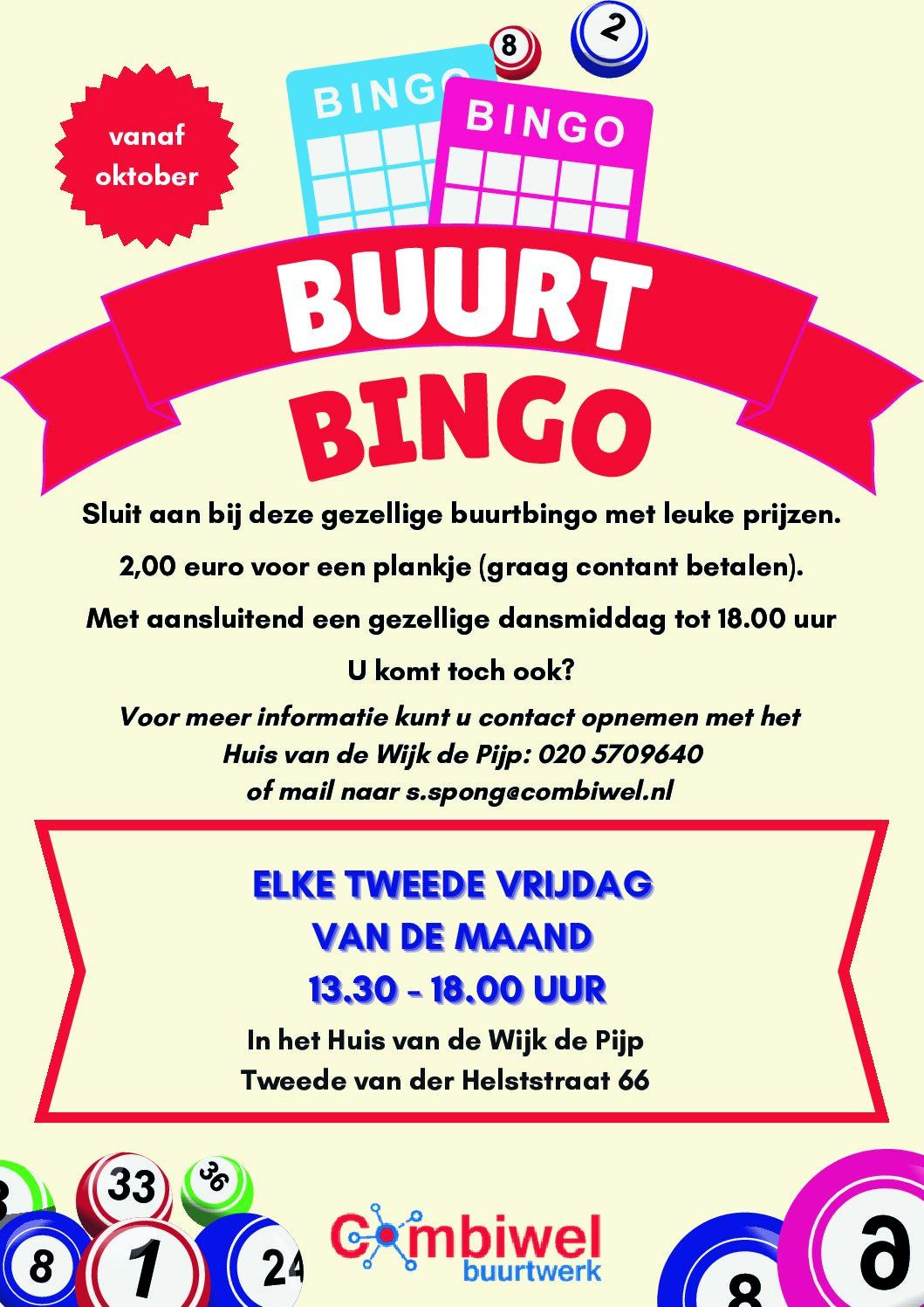 2026 Bingo met dansen HvdW de Pijp 2 euro